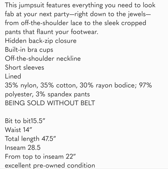 Eliza J Off The Shoulder Lace Top Jumpsuit size 2 - Picture 9 of 9